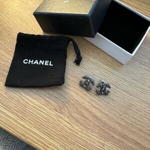 Authentic Chanel logo earrings
